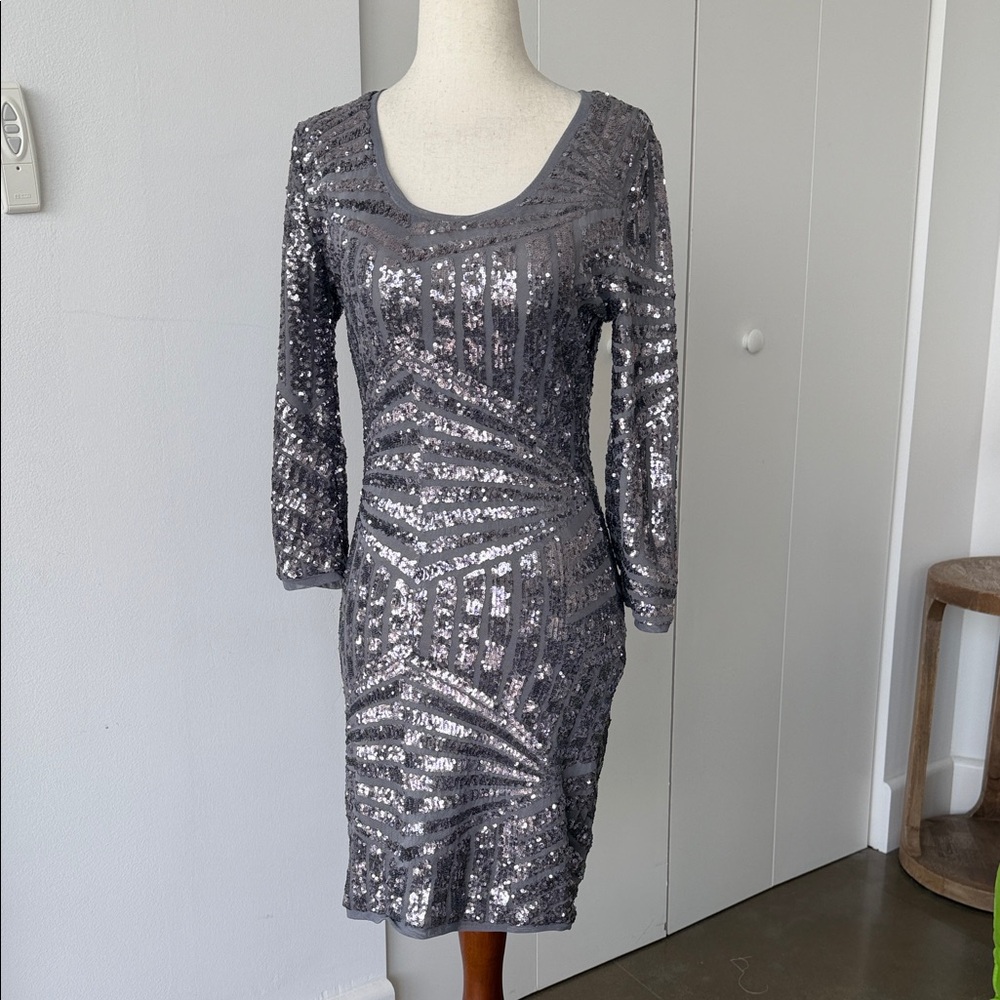 WOW Couture Shimmering Silver Sequin Dress